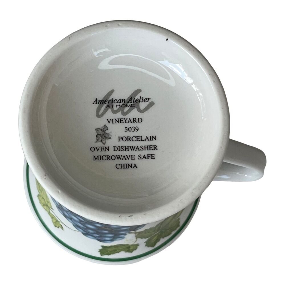 American Atelier Vineyard 5039 White Porcelain Leaves & Grapes Tableware Tea Cup - Picture 6 of 7